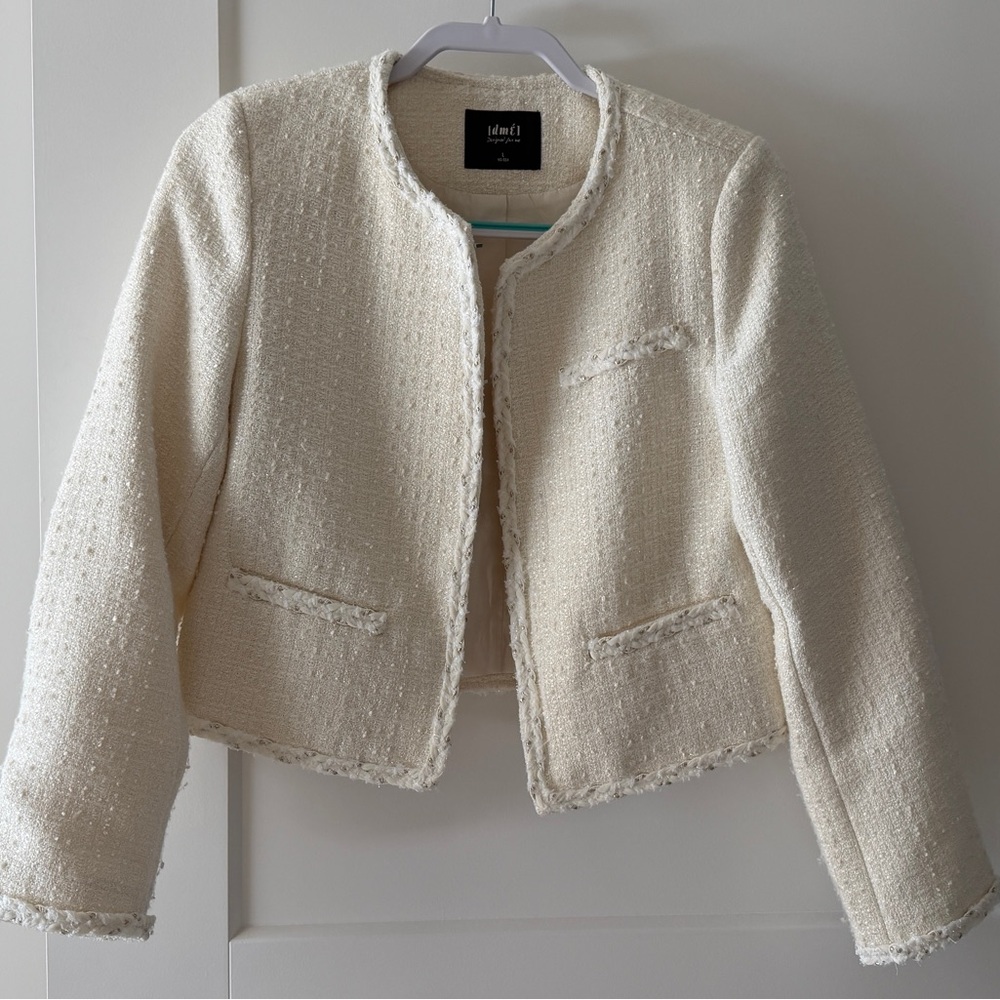 Cream Tweed Jacket & Skirt Set – 2-Piece